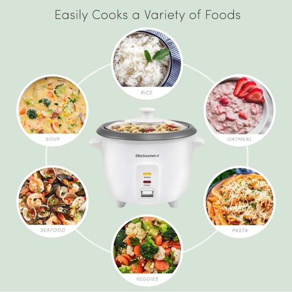 Elite Gourmet ERC003 Electric Rice Cooker with Automatic Keep Warm Makes Soups, - Picture 3 of 15